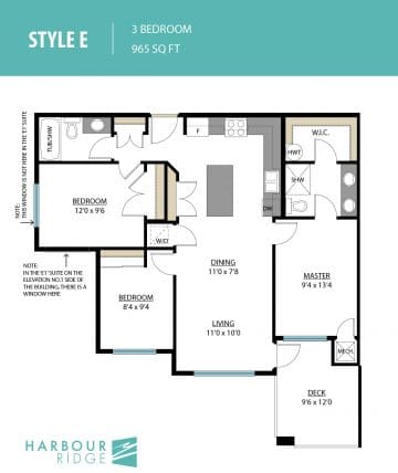 Style E | 3 Bedroom | 965 Sq. Ft.
